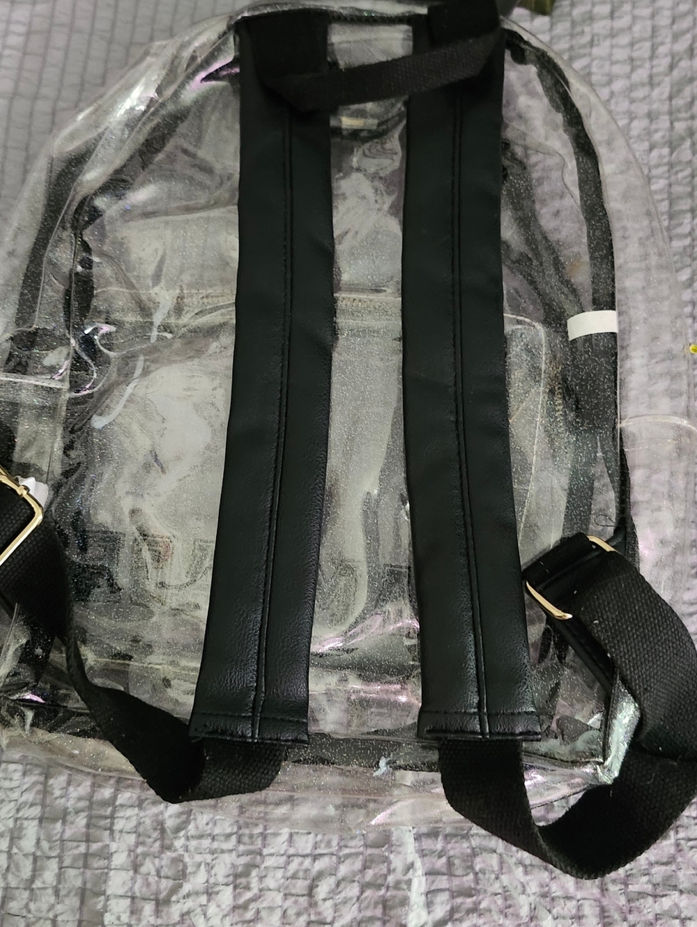 Rampage Clear Black Glitter Backpack - Transparent PVC School Bag - Picture 3 of 6